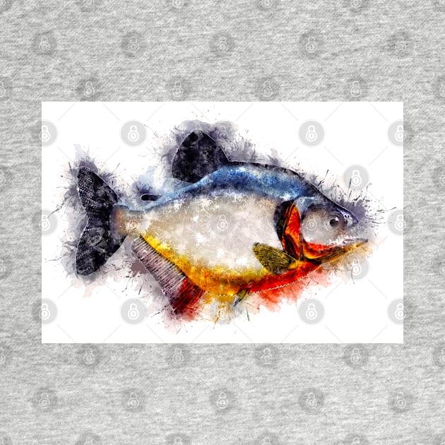 Red Bellied PIRANHA Watercolor Art for the Fishing Lovers and Anglers / Gifts for Fisherman by Naumovski